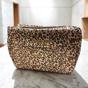 Pursfection Inner Purse Travel Organizer Leopard Print Satin Pockets Zip Close